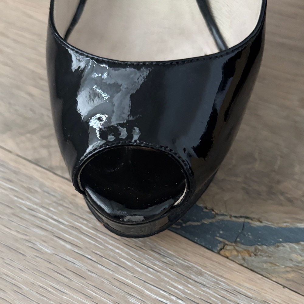 Michael Kors Glossy Black Peep Toe Heels - Picture 3 of 8
